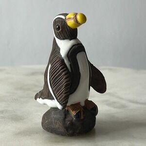 Casals Handcrafted Clay Penguin Figurine Peru 3" Vintage Terracotta Bird Signed